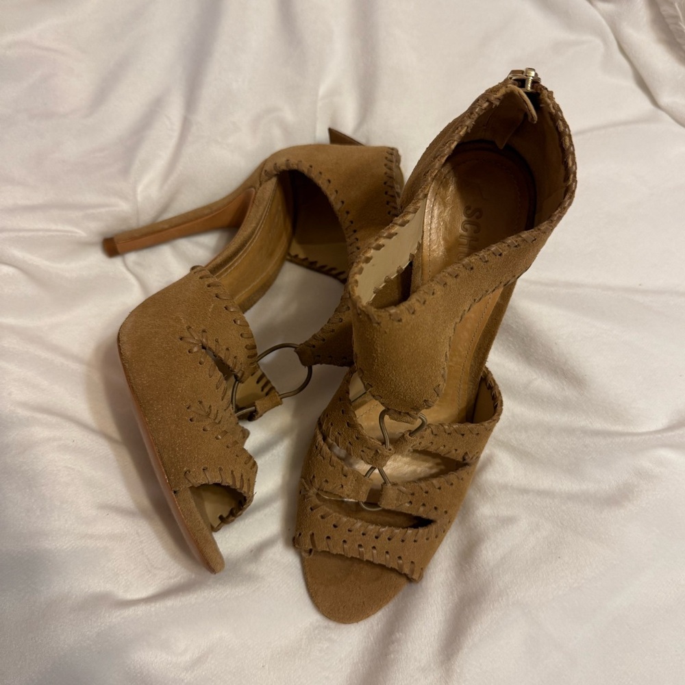 SCHUTZ Tan Suede Heels